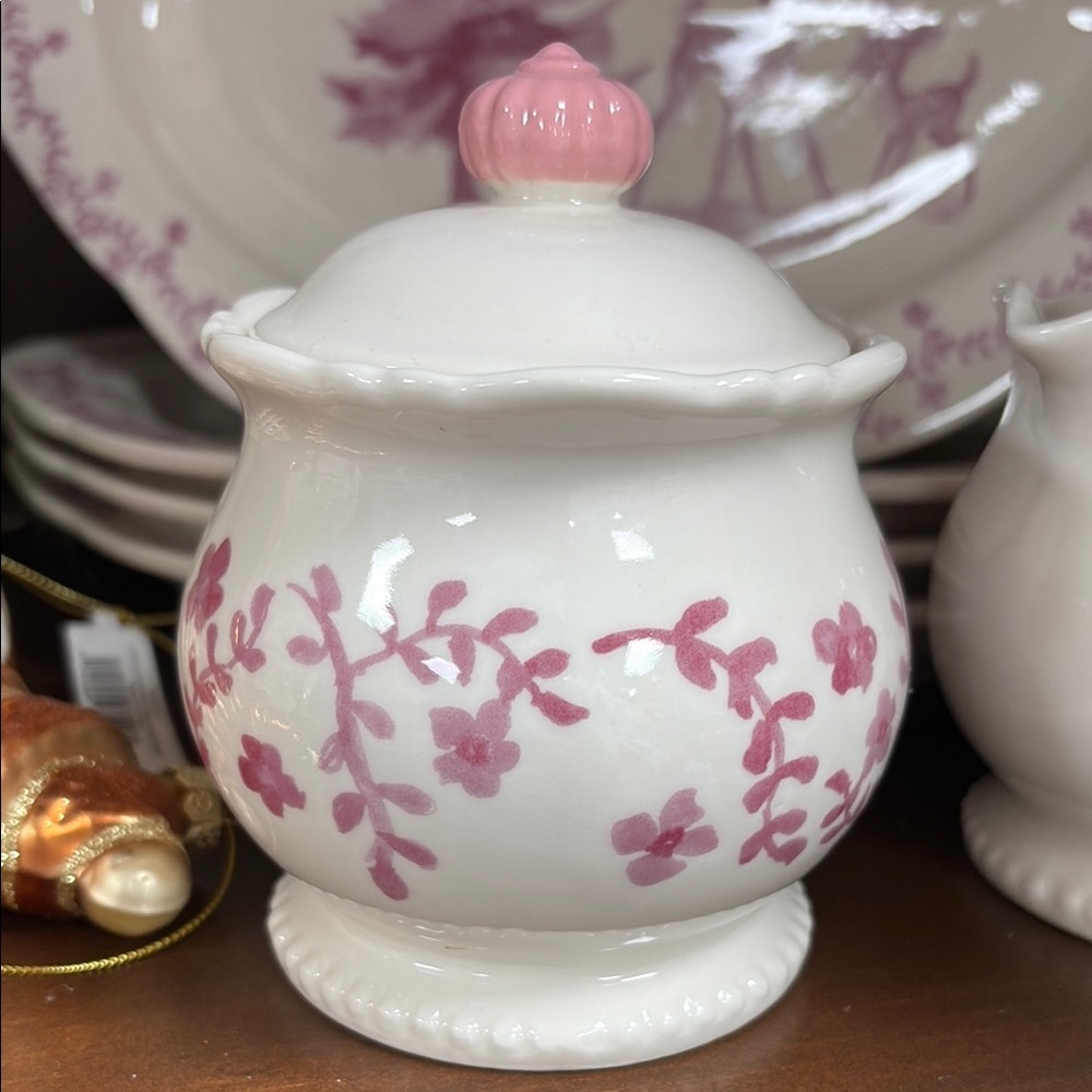 Floral Ceramic Sugar Bowl with Lid